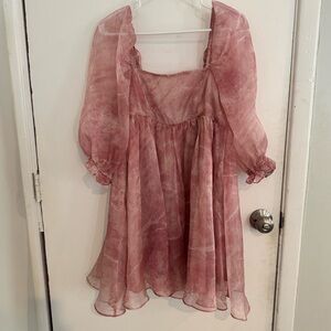 Pink Sheer Flowy Dress
